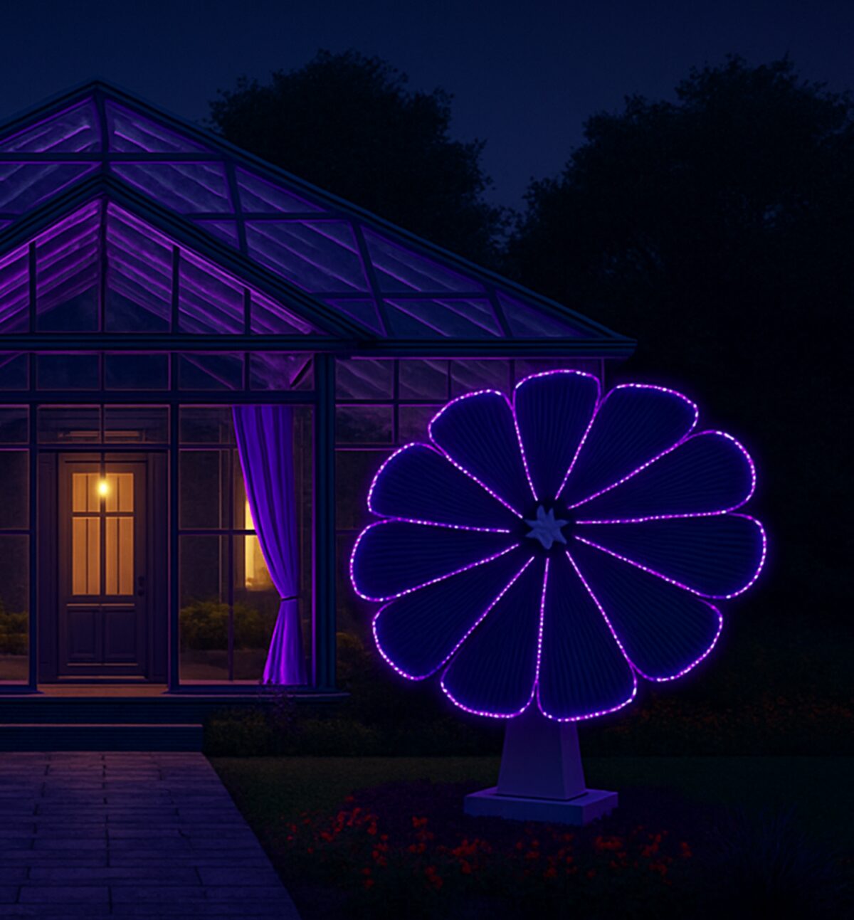 A solar-powered sunflower light sculpture concept